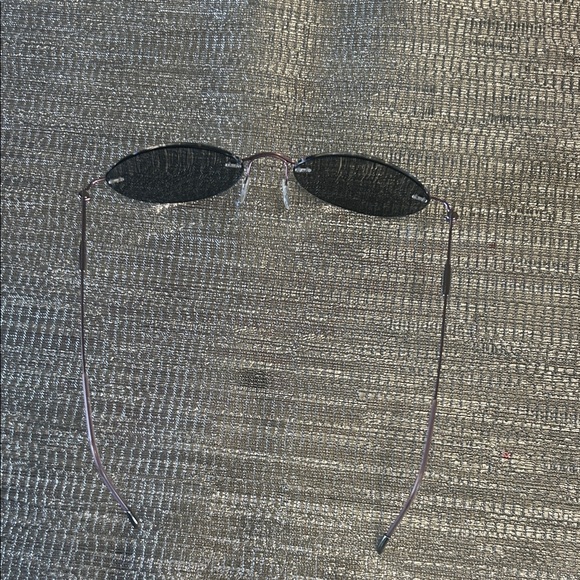 Silhouette Rimless Oval Sunglasses in Black Lenses with Purple Temples titan7534 main image 5
